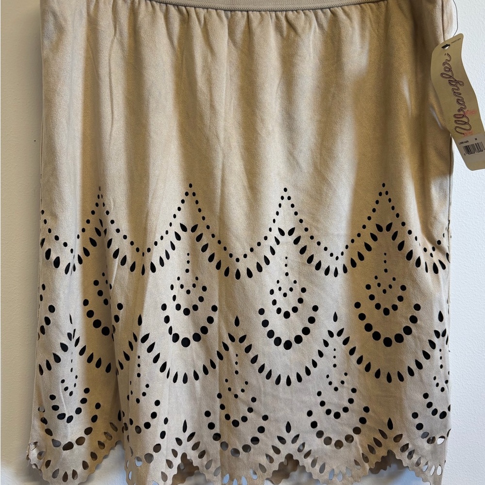 Wrangler NWT Laser Cut Skirt Medium Beige Scalloped Hem Boho - Picture 5 of 7
